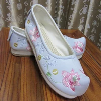 hanfu chinese style embroidered shoes wear resistant tendon bottom shoes womens bow shoes upturned flat bottomed