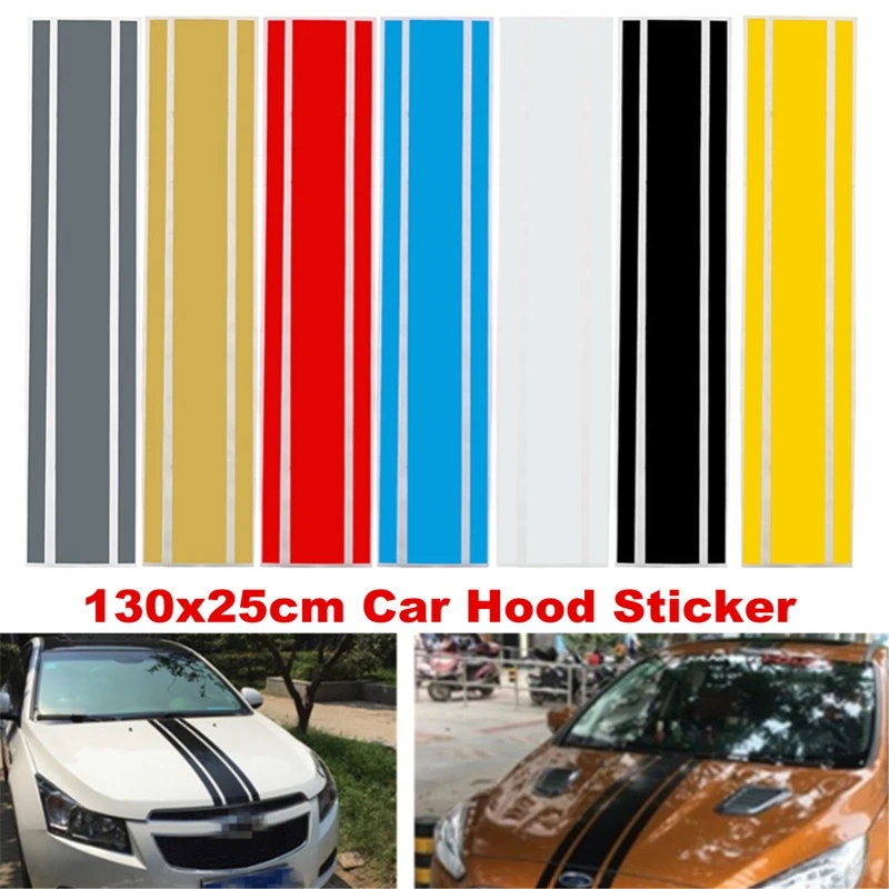 

Universal Auto Car Racing Rally Dual Stripes Hood Side Roof Tail Stickers Decals Decor 130*25CM Car Stickers
