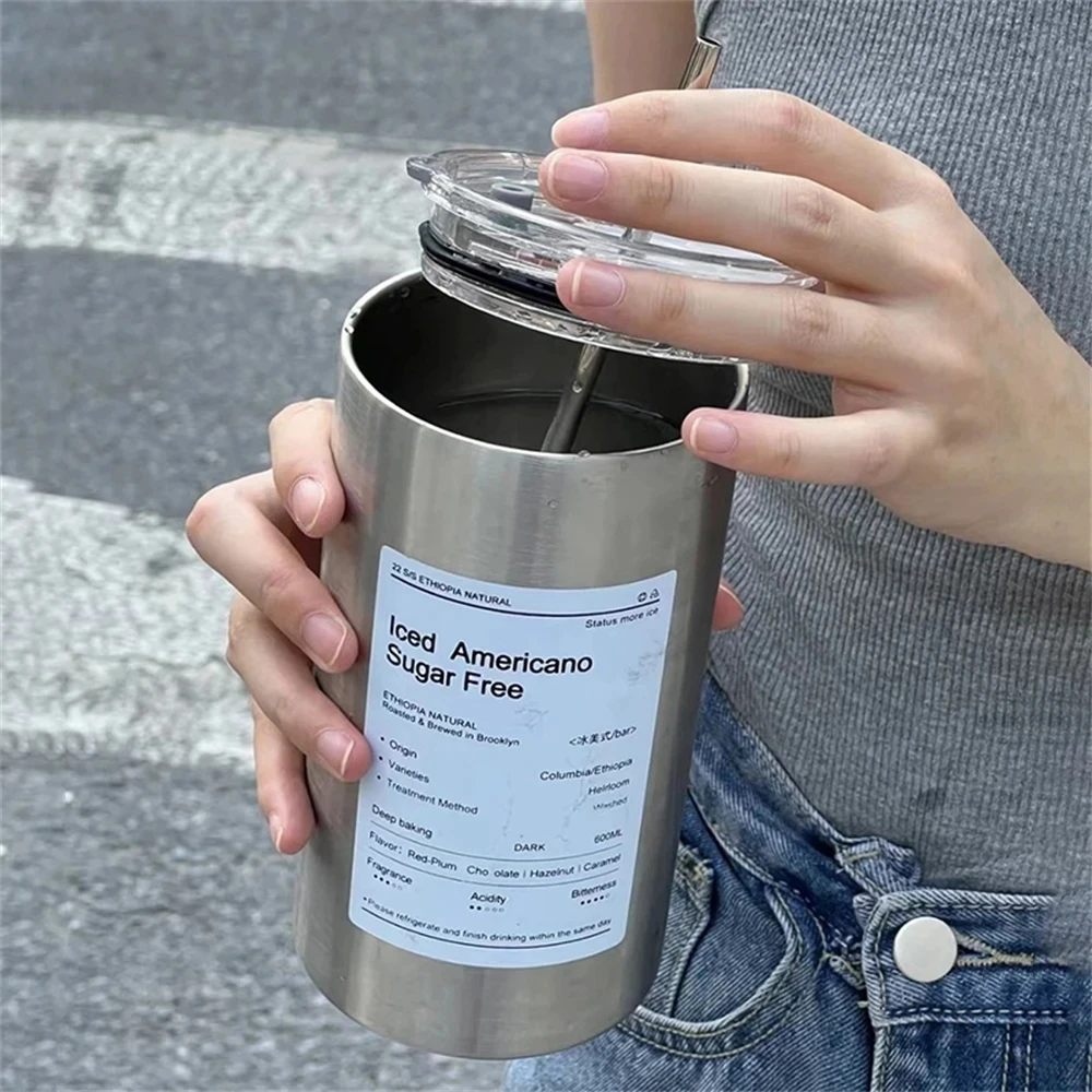 

With Tea Mug Cup Thermal Tumbler Steel Vacuum-insulated Travel Coffee Stainless Iced Straw Coffee Bottle Cup Mug New
