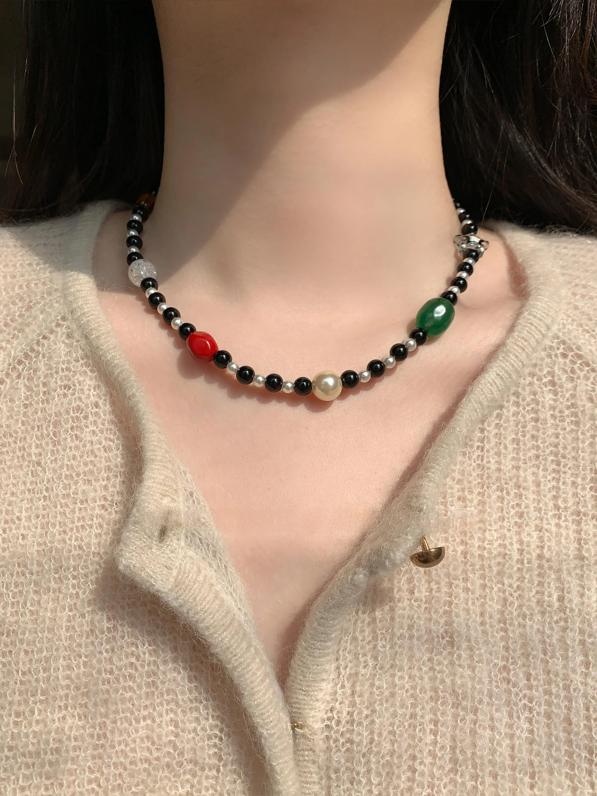 Ожерелье с жемчугом контрастного цвета Late Sleeping Placodon Grandiflorum Wild Fruit Christmas XINGX новое