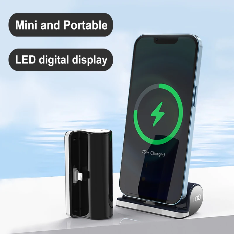

Mini Power Bank 5000mAh 15W Fast Charging External Battery For Iphone13 12 Huawei Portable LED Digital Display Powerbank Charger