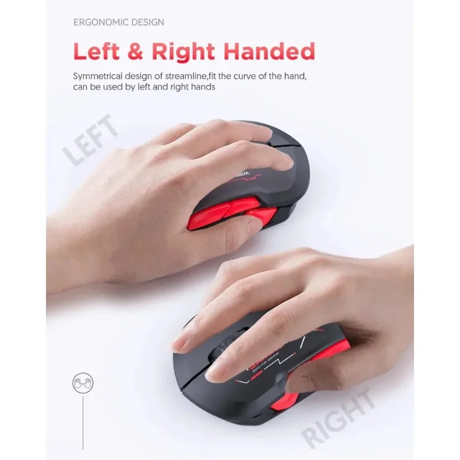 MKESPN W12 10-кнопочная беспроводная Bluetooth-макро-игровая мышь для обеих рук