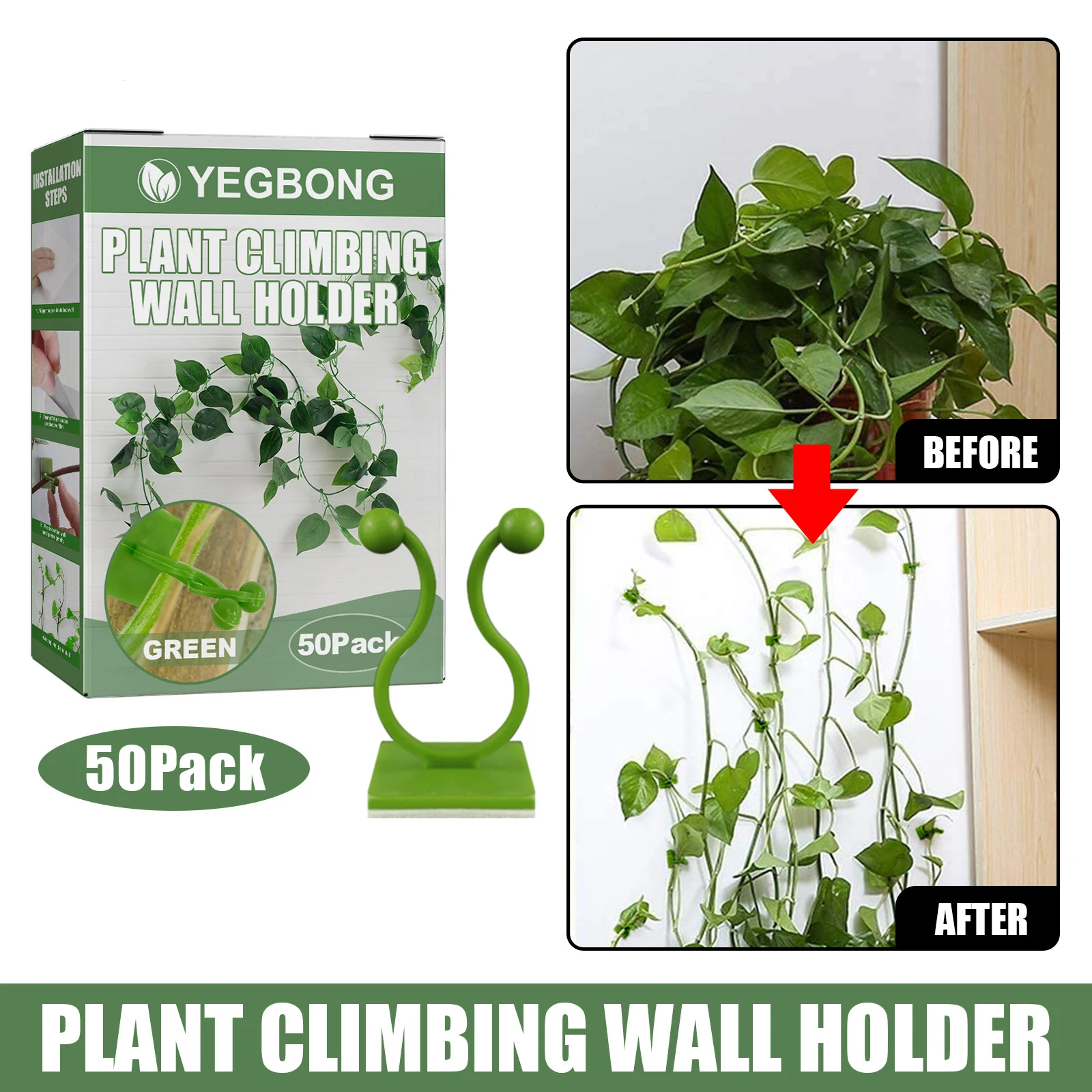 

Plant vine wall fixture green radish climbing wall fixer self-adhesive hook