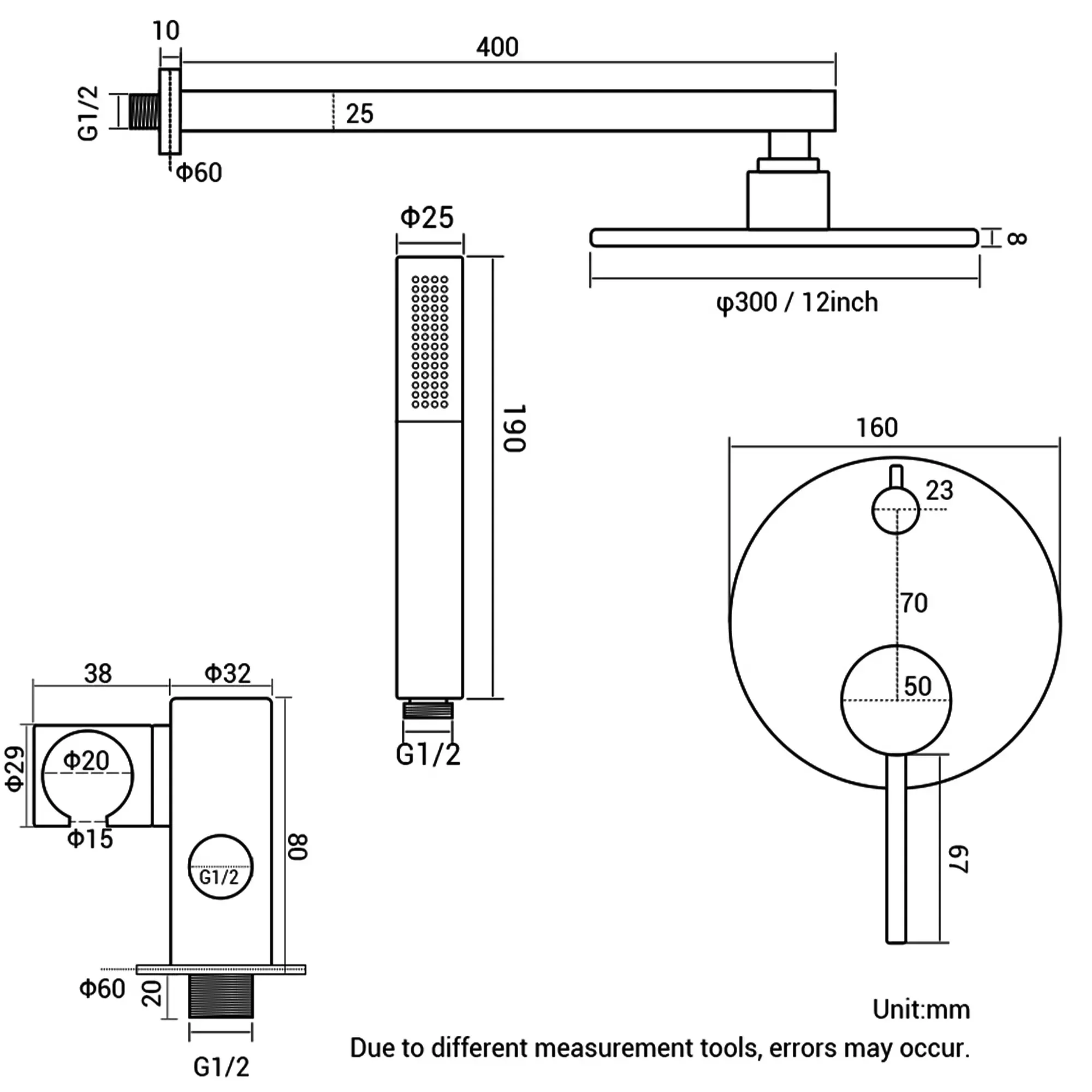 

Gun Gray Bath Shower Set Brass Head Rianfall Luxury Combo Wall-Mount Arm Hot And Cold Mixer Diverter Bathroom Faucet