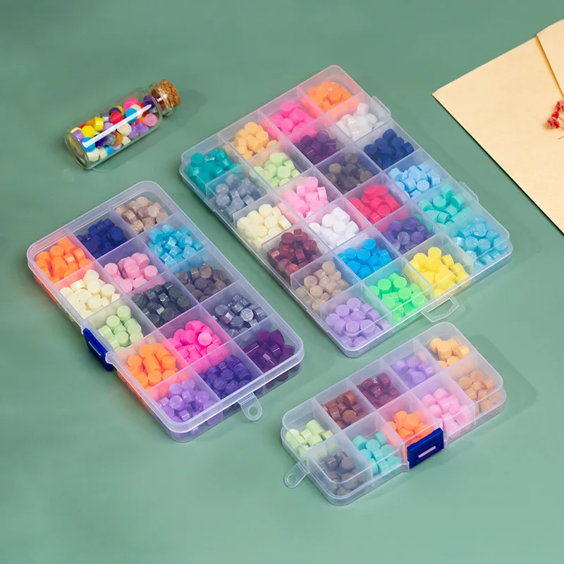 

Sealing Seal of Colored Octagonal Envelope with Wax Particles of Fire Paint