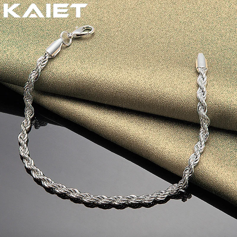 

KAIET Silver Color 4MM Rope Chain Bracelet Jewelry For Women Wedding Party Fashion Accessories