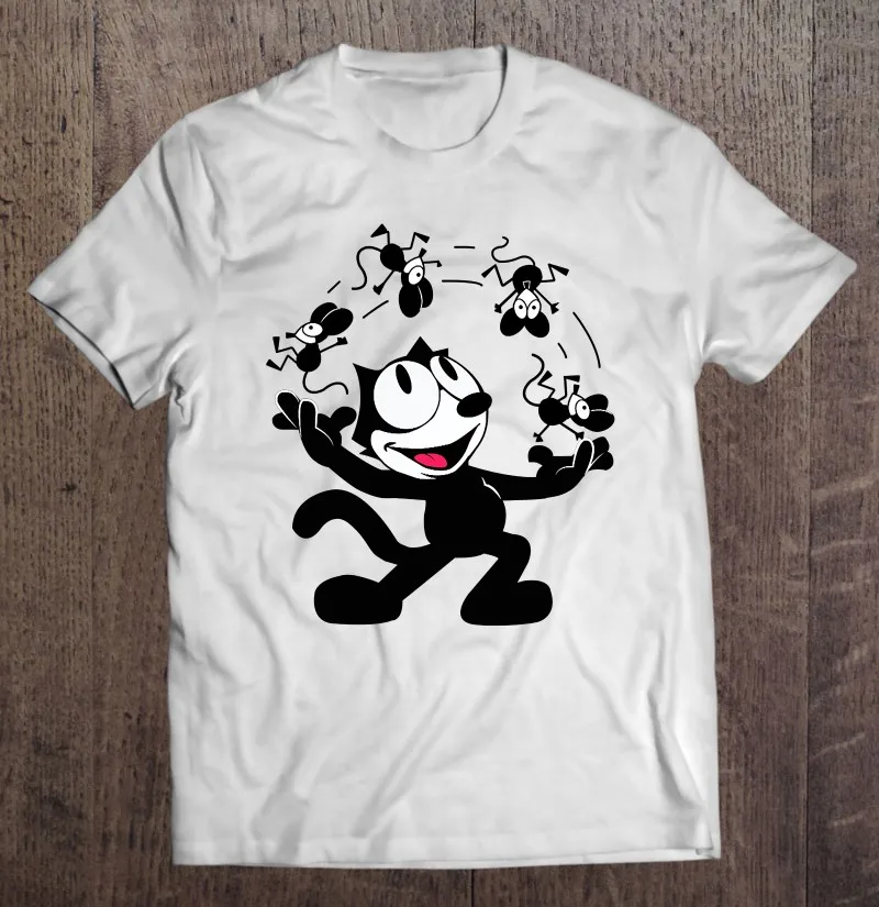 Футболка Felix с рисунком кошки жонглирования мыши винтажная мультяшная Ретро
