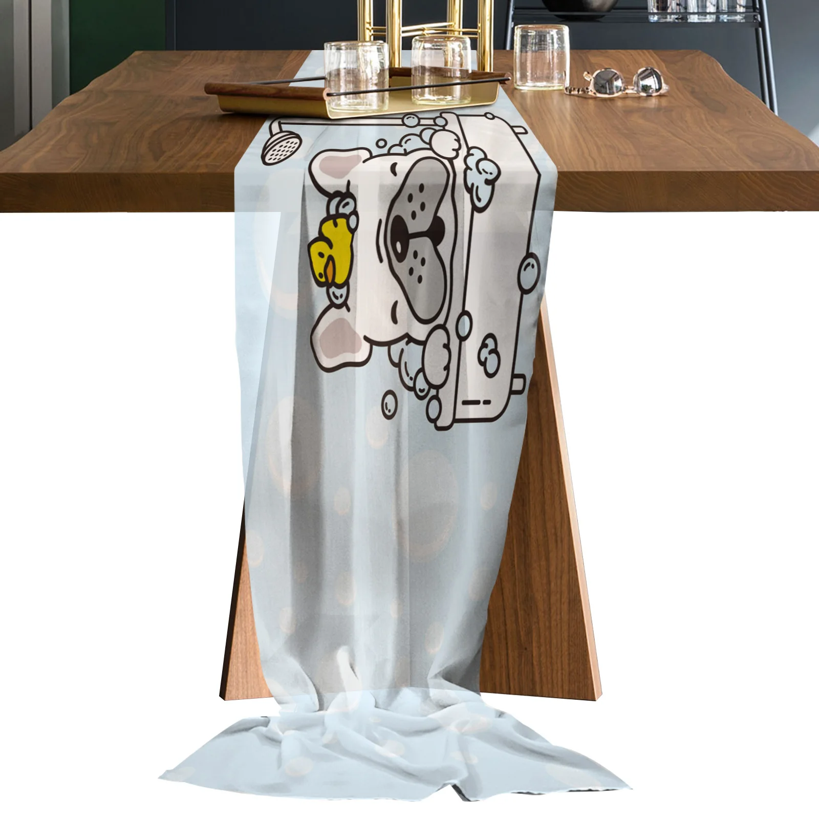 

Светлые газовые скатерти для стола Bulldog с пузырьками, Свадебный декор, шифоновая скатерть с принтом для кухонного стола