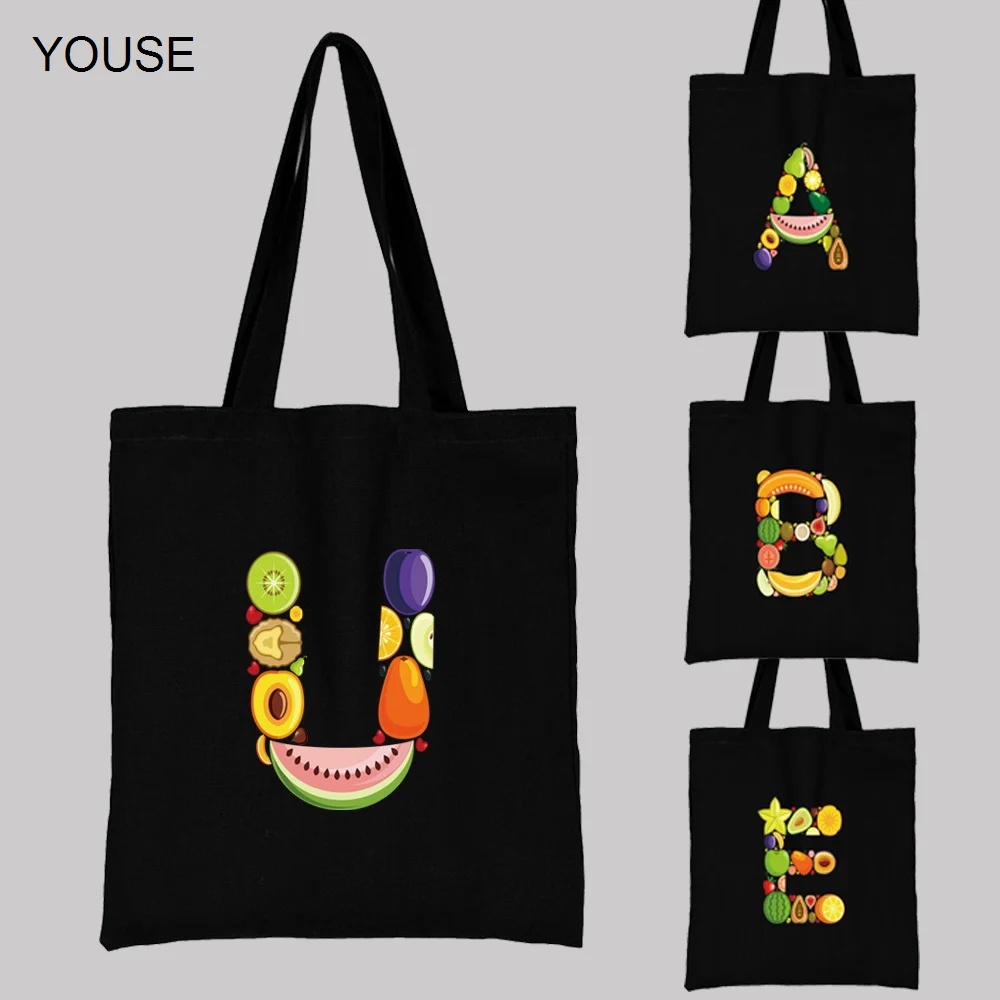 

Женские складные сумки для покупок для продуктов, сумка-тоут с фруктовым принтом и надписью, Студенческая Экологически чистая моющаяся сум...
