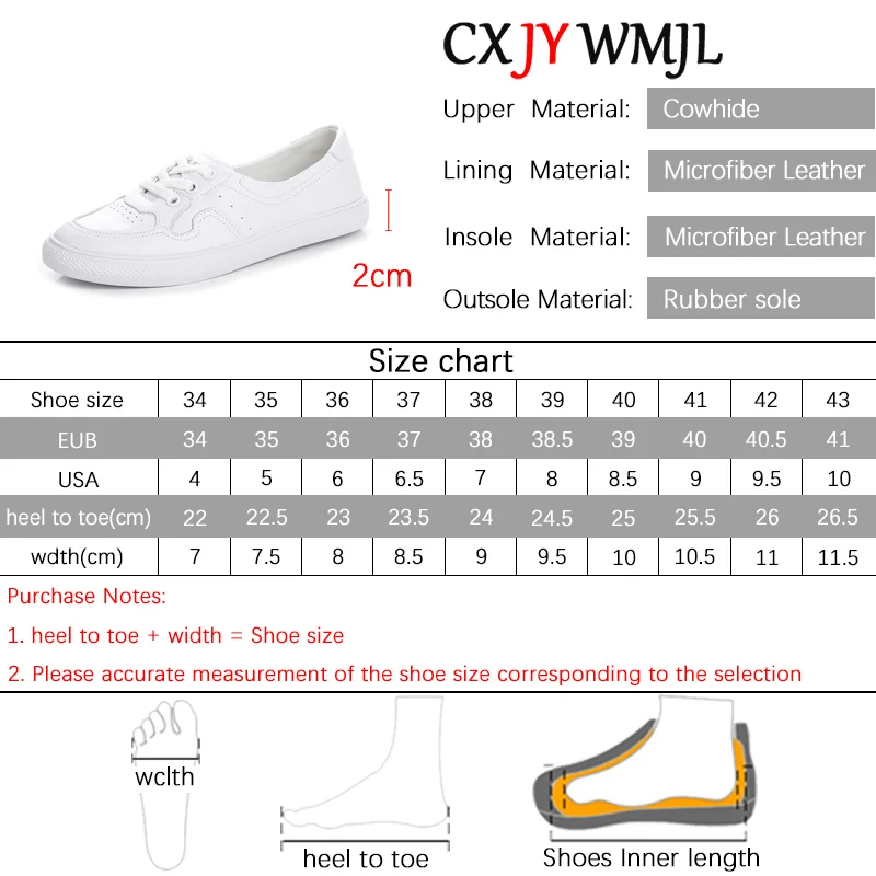 CXJYWMJL Cowhide Casual Sneakers for Women Summer Flat Vulcanized Shoes Genuine Leather Spring Skate Shoes Ladies Sports White