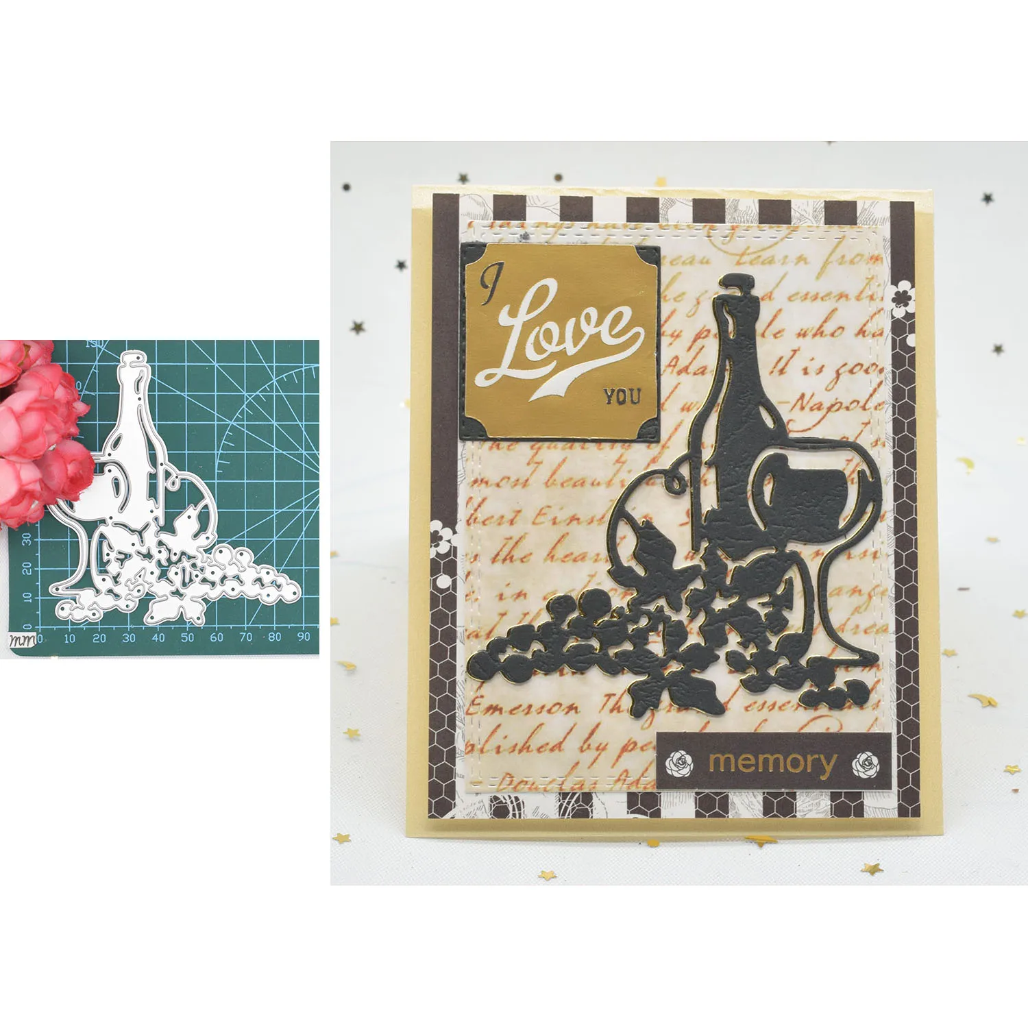 

Wine Bottle Metal Cutting Dies Paper Embossing Dies Stencil for DIY Scrapbooking Album Love Card Making Craft