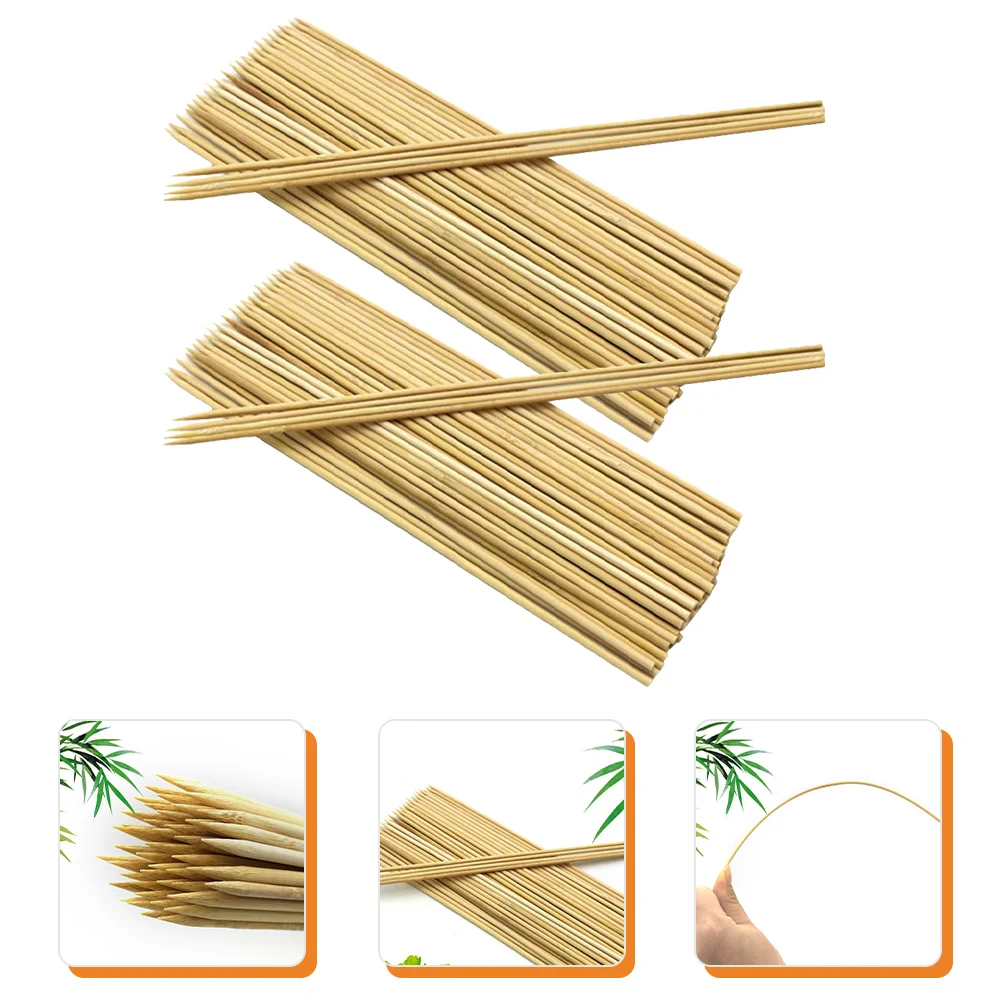 

200pcs Wooden Sticks Cocktail Sticks Skewers Grilling Sticks Barbecue Sticks Barbecue Skewers
