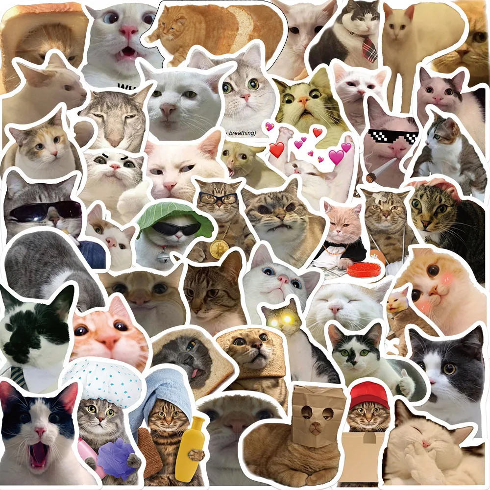 

10/30/50PCS Cute Meme Animal Cat Kitty Stickers Skateboard Guitar Suitcase Freezer Motorcycle Classic Toy Decal Funny Sticker