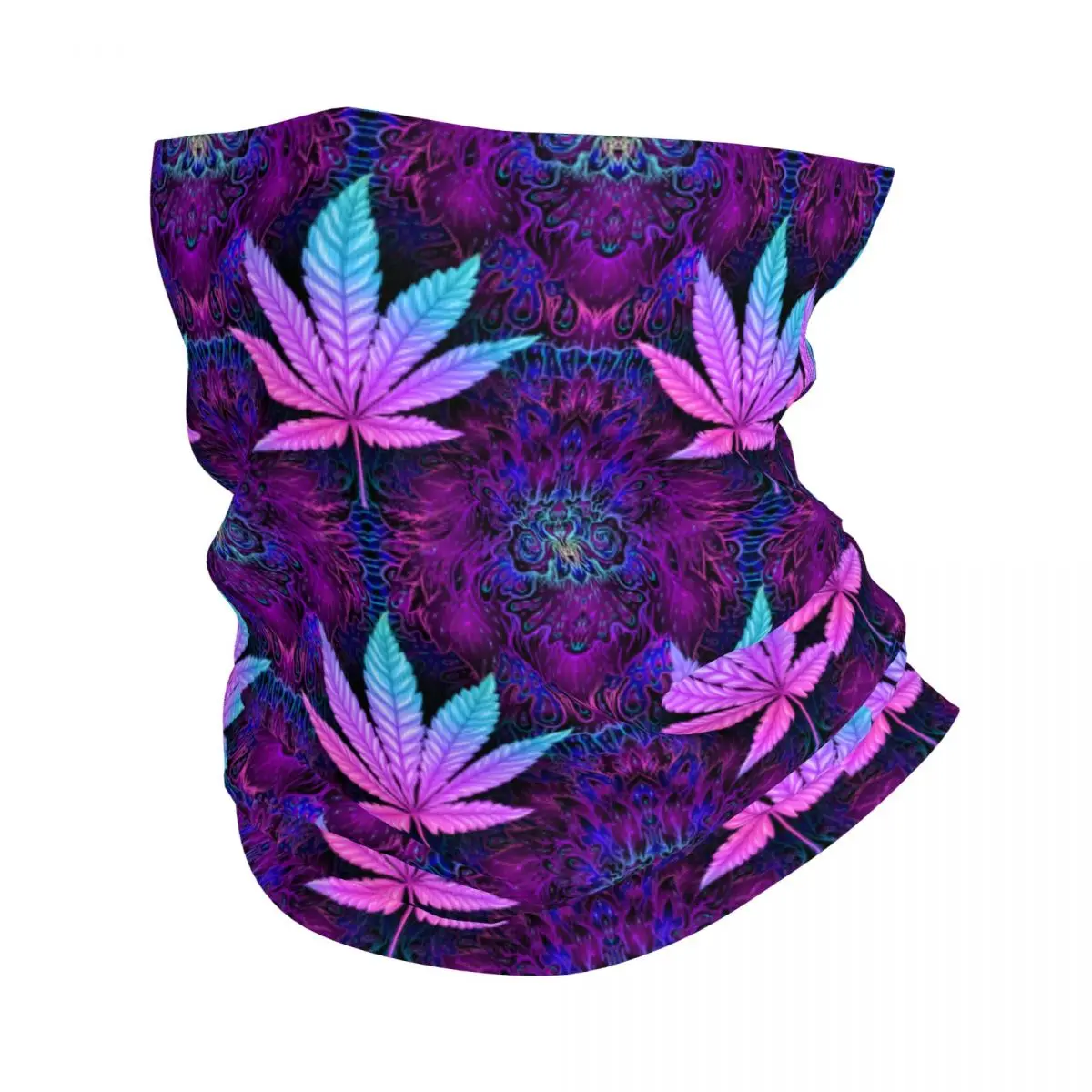 

Бандана на шею с неоновыми листьями конопли, шарф-накидка с принтом марихуаны, листа, многофункциональный велосипедный шарф для верховой ез...