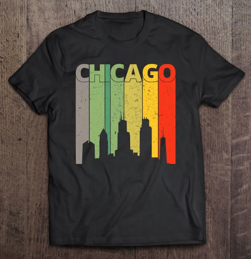

Футболка с коротким рукавом для мужчин и женщин, винтажная тенниска с рисунком Чикаго, иллиноса, скайнцель