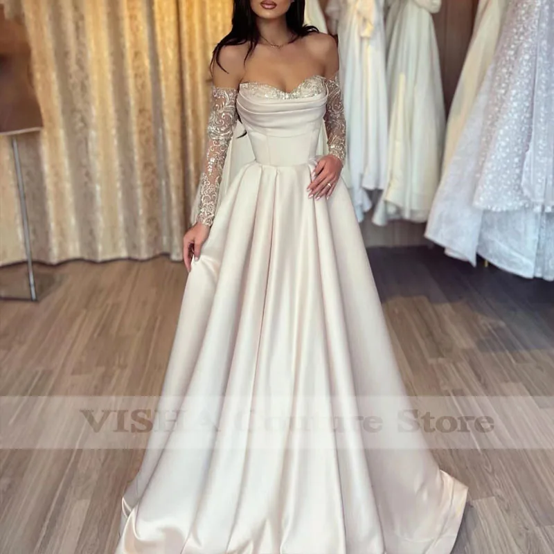 

Элегантные атласные трапециевидные вечерние платья для милой вечеринки 2023 платья для выпускного вечера с длинным рукавом Индивидуальные свадебные платья