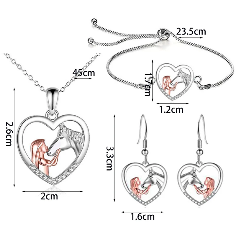 Уникальное модное ожерелье с подвеской в виде лошади браслет серьги для женщин и