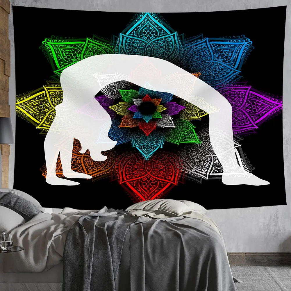 Индийский Будда медитация 7 Чакра гобелен настенный коврик Datura Коврик для йоги