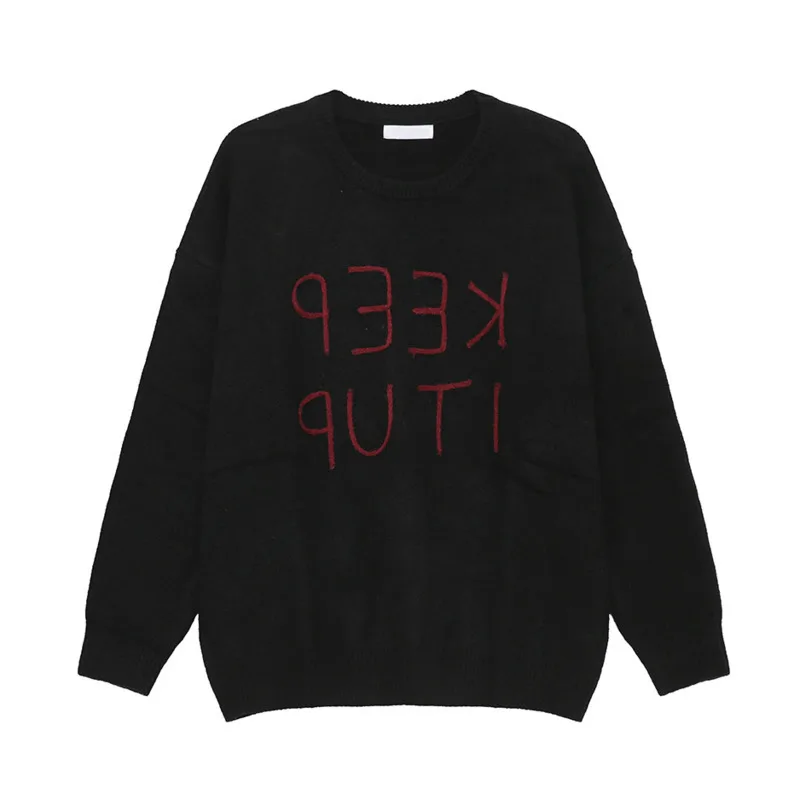 SYUHGFA корейский стиль с вышивкой букв мужской пуловер вязаный круглый воротник