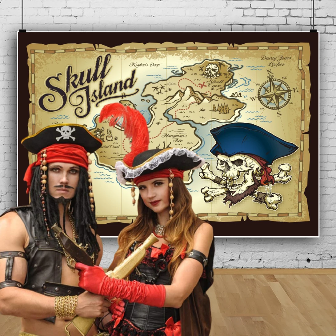 Карта мира с пиратским старым сокровищами для детских фотографий на день