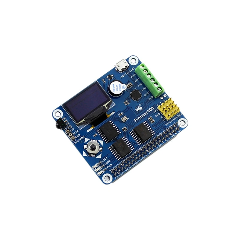 

Waveshare Pioneer600 Expansion Board 0.96 Inch OLED Display ADDA RTC Sensor With DS18B20 For Raspberry Pi/Jetson Nano