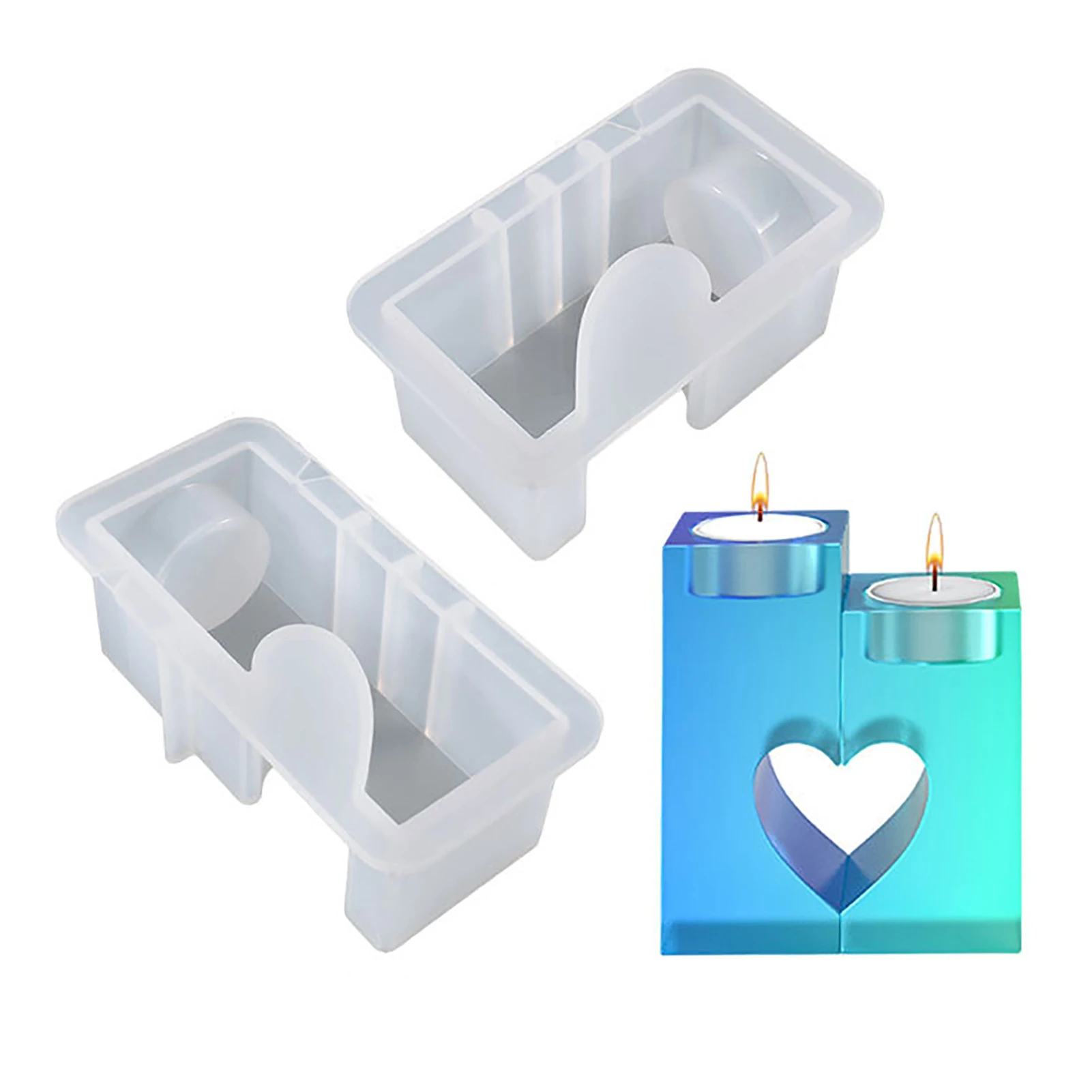 

Tealight Holder Resin Mold Silicone Casting Molds For Rectangular Candle Holders With Hollow Heart Shape Rectangular & Hollow