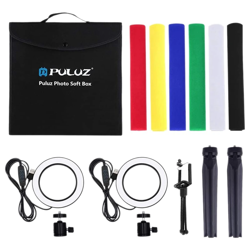 

Puluz Portable Softbox 30 X 30Cm Light Box Studio Led Photo Lightbox & 6 Colors Backdrops For Tabletop Photography