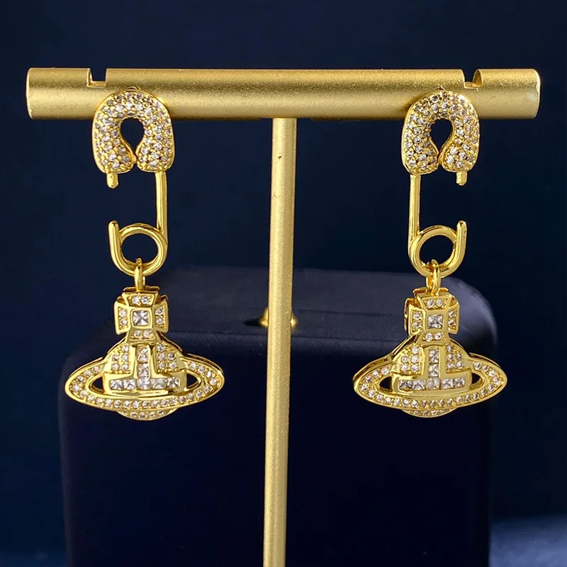 

Zircon studded clip earring necklace
