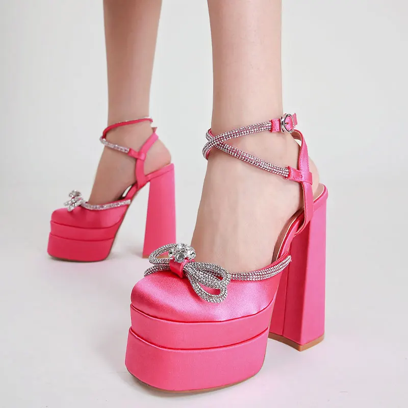 

Стразы, женские босоножки на платформе, обувь на высоком каблуке, сандалии на толстом каблуке, женская обувь для ночного клуба, обувь с ремеш...