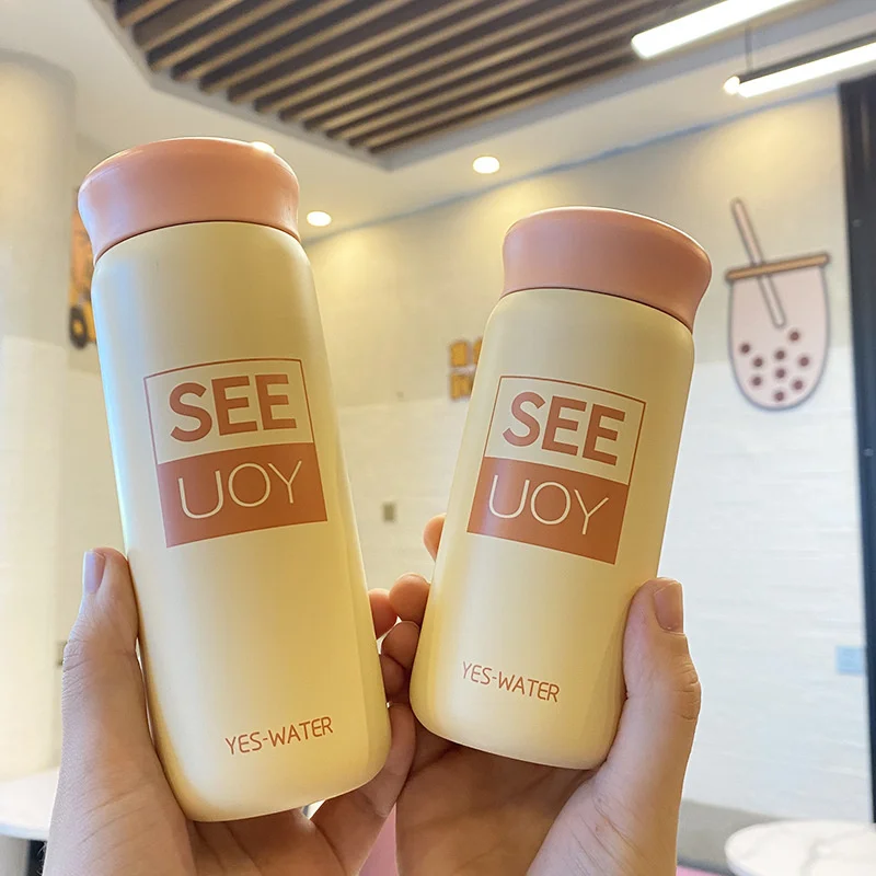 

Simple and Creative Two-color English Ins Thermos Cup Female Mori Stainless Steel Outdoor Handy Cup Small Student Water Cup