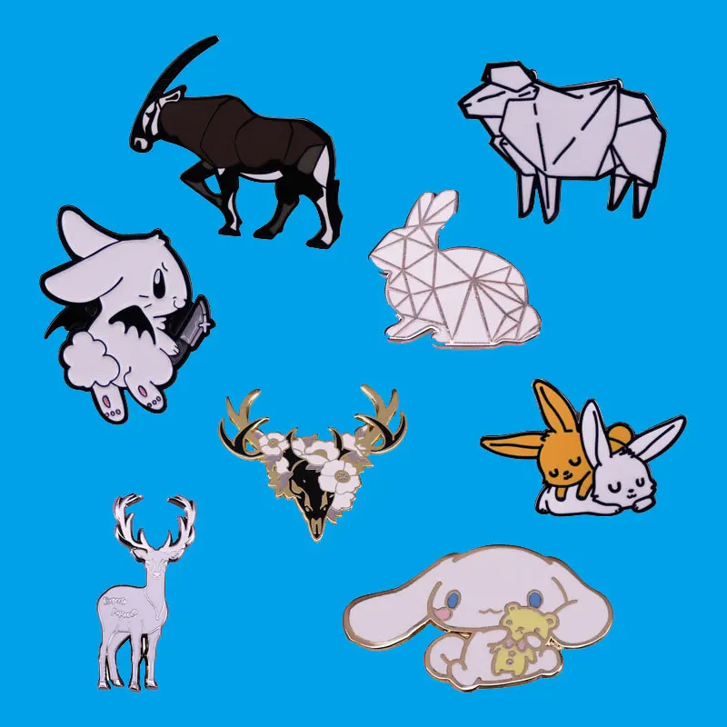 

Cute little animal rabbit deer cartoon brooch Hoodie Backpack Hat Decorative Accessories Fans Gift