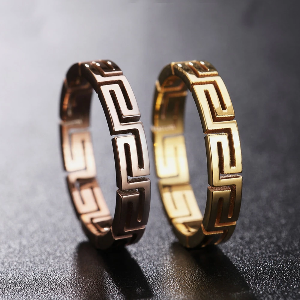 

NUOBING Fashion Personality Punk Cut Great Wall Geometric Stainless Rings For Men And Women Wedding Proposal Anniversary Gift