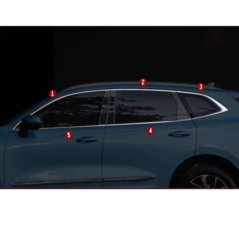 

Подходит для Haval Jolion 2021 2022 2023 2024 2025 из нержавеющей стали, хромированная полоса для внешнего окна, накладка на порог, боковая накладка