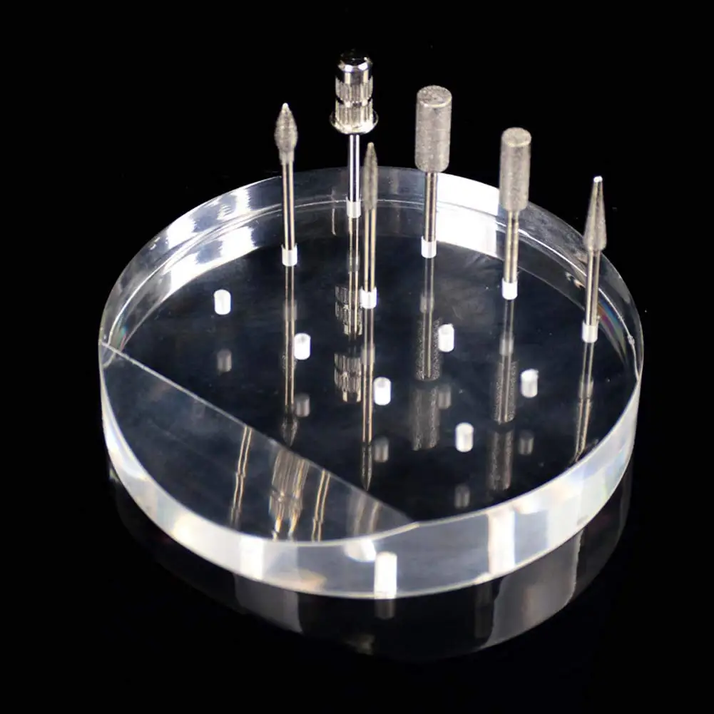 Clear Acrylic Nail Drill Bit Holder Stand Case Display Organizer 12 Holes Drill Bit Holder Manicure Tools for Home Salon Use