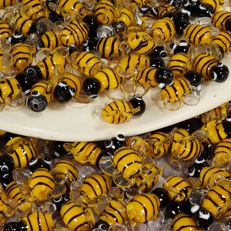 6 шт./лот новая стеклянная милая пчела многослойная лепестка круглая бусина кулон