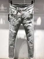 new d2 men and women trend patch ripped jeans dsquared2 chain trim ripped jeans boyfriend gift distressed streetwear 52 54 9618