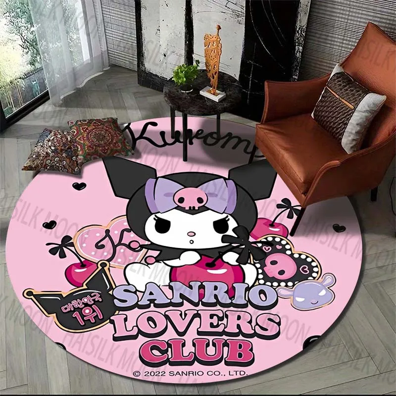 Японский Круглый ковер с мультяшным принтом Sanrio Kuromi для гостиной коврики коврик