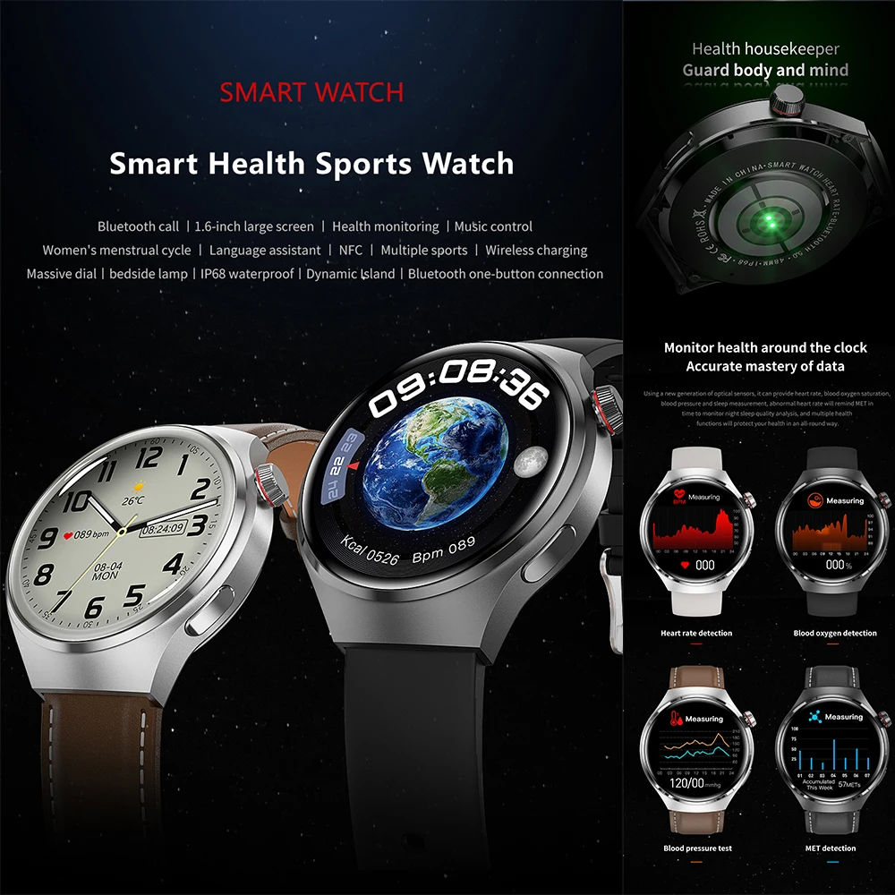 Смарт-часы мужские/женские с GPS поддержкой Bluetooth и голосовым помощником