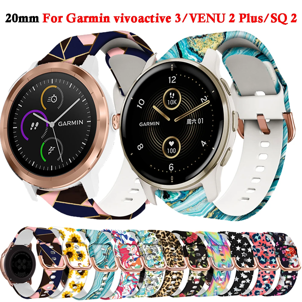 

20mm Band For Garmin VENU 2 Plus/SQ 2/vivoactive 3 Smartwatch Silicone Sport Correa Bracelet Forerunner 158 55 645 245 Strap