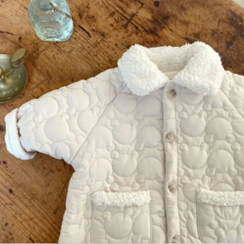 Freely Move Fashion Baby Girl Winter Clothes Jacket Thick Lamb Collar Infant Toddler Child Warm Cartoon Coat Baby Outwear Cotton