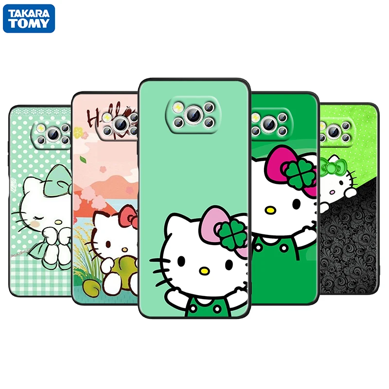 

Cartoon Cat Hello Kitty For Xiaomi Poco M4 X3 F3 GT NFC M3 C3 M2 F2 F1 X2 Pro Mi Mix3 Soft Black Phone Case Cover Fundas Coque