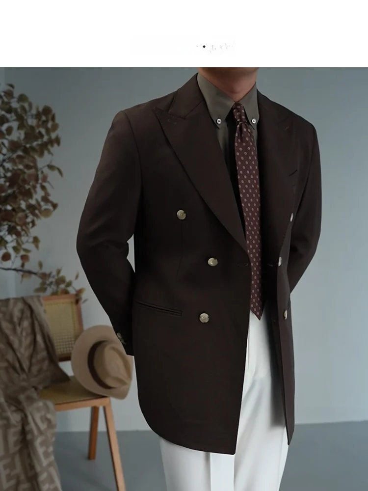 Paper Wan двубортный костюм с воротником-поло мужской модный повседневный