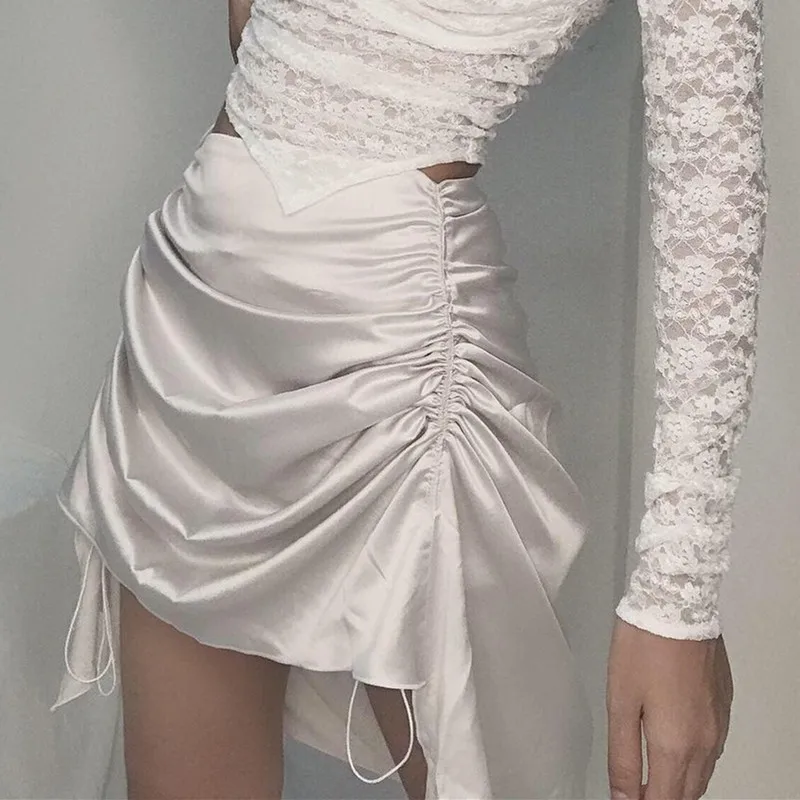 

Autumn Winter New 2021 Summer Popular Women's Wear Solid Color Casual Fashion Pleated Splicing Slim White Skirt Pleated Skirt