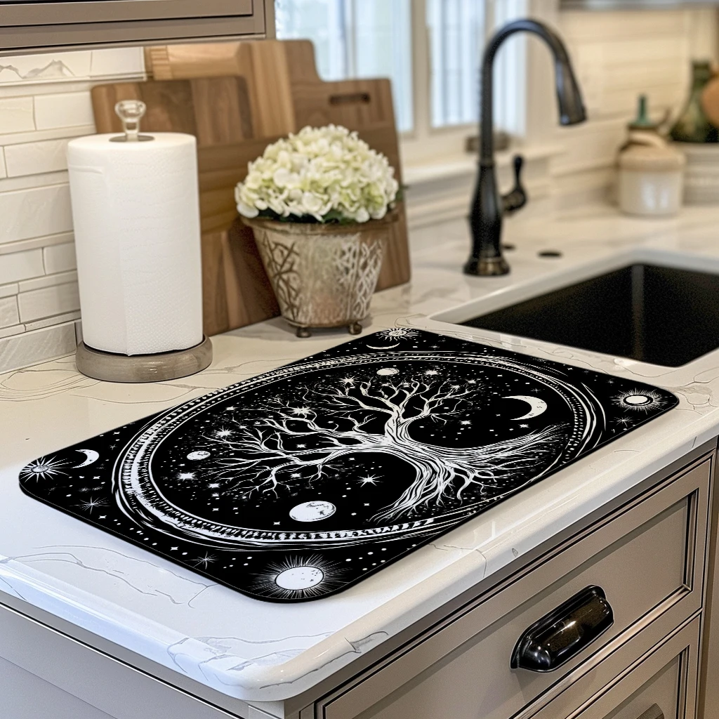 Кофейная подставка для стока с деревьями Солнце Луна ванная комната квадратная