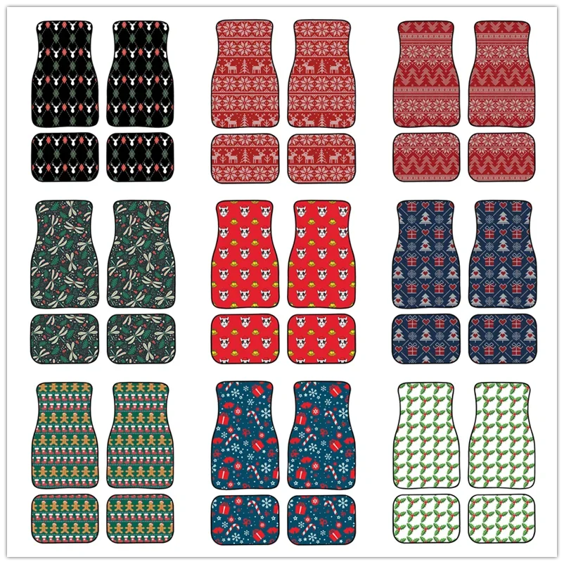 Вязаный автомобильный коврик с рисунком на Рождество Нескользящий Резиновый 4