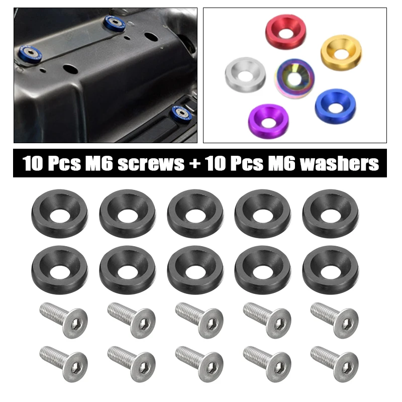 

10 шт. M6 JDM модифицированные автомобильные аксессуары для брызговиков, бампера, двигателя, вогнутые винты, автомобильный Стайлинг, автомобил...