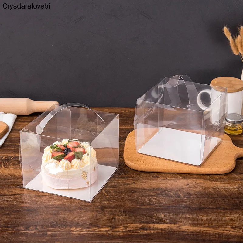 

10pcs Clear Cake Box Portable Transparent Baking Pastry Cheese Cake Packaging Boxes For Birthday Cake Decorating Supplies
