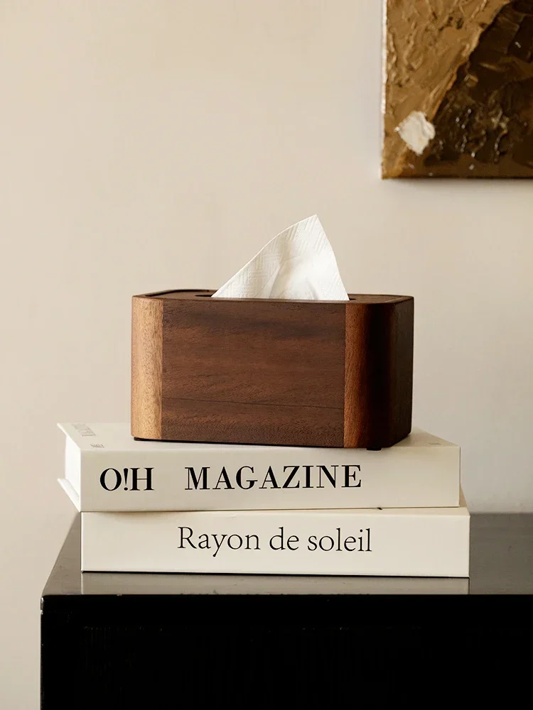 Нордическая винтажная коробка для салфеток из ореха домашняя фотография