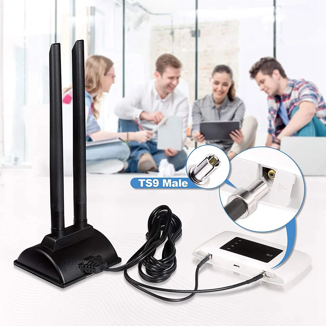 4G LTE антенна TS9 C с магнитным основанием MIMO 6DBi для мобильного маршрутизатора MiFi