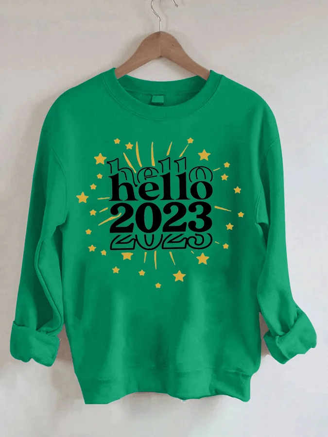 

Новый год 2023, Повседневная Толстовка с круглым вырезом Hello